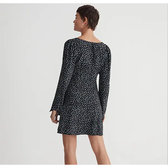 MADEWELL Seamed Long Sleeve Mini Dress in True Black Ditsy Floral - Picture 8 of 15